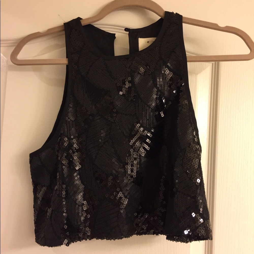 Urban Outfitters black sequin crop top